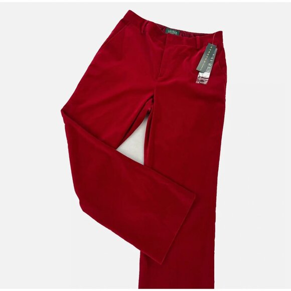 Lauren Ralph Lauren Pants - Lauren Ralph Lauren VTG Cherry Red Velvet Bootcut Pants Petite Valentine's Day